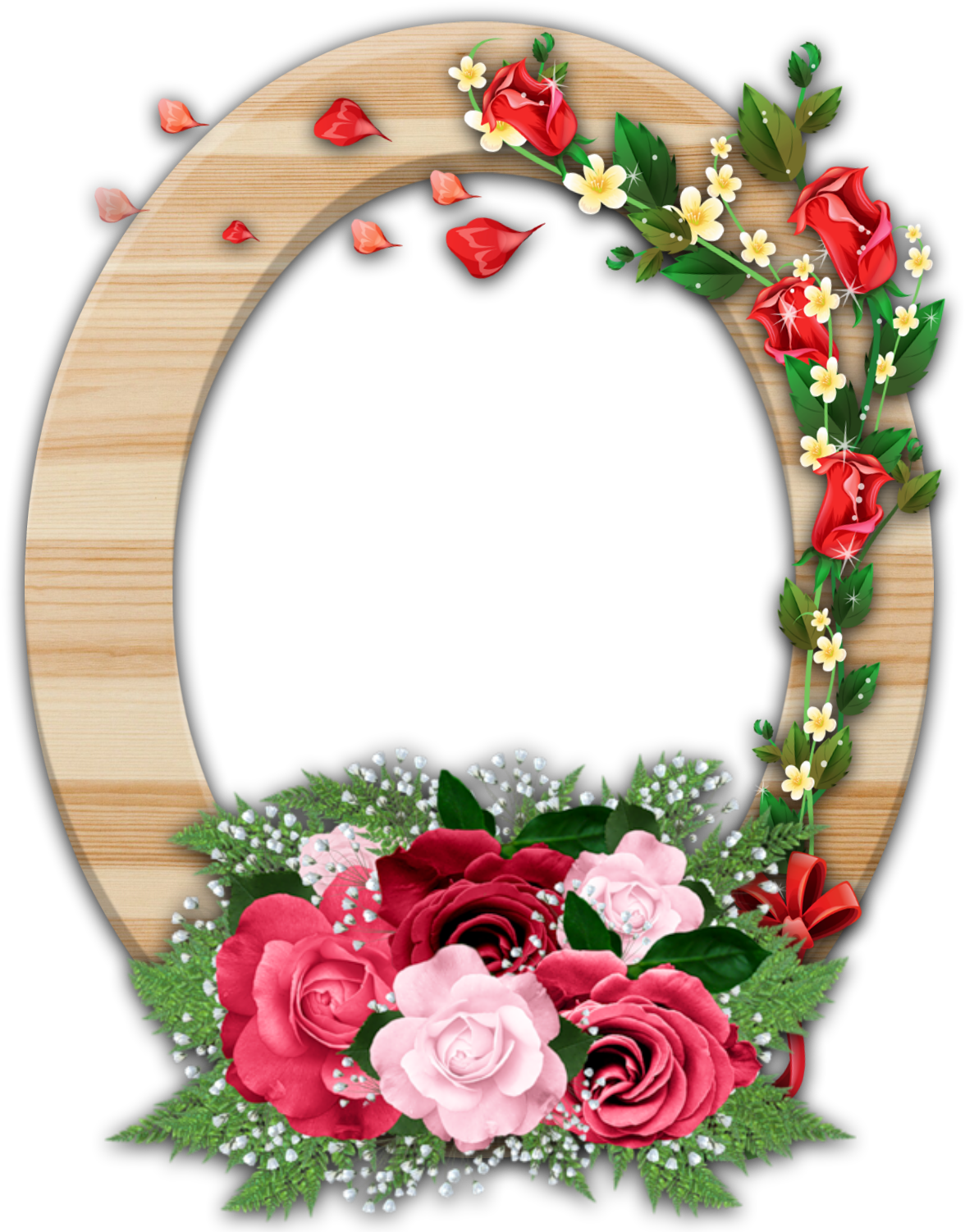 Wooden And Flower Frame Border By Gautam By Gautamdas1992 - Picture Frame (1280x1565)