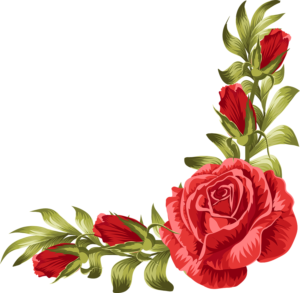 Invitación De La Boda De Rosa Flor De La Hoja - Vectores De Flores Rojas (1200x1173)