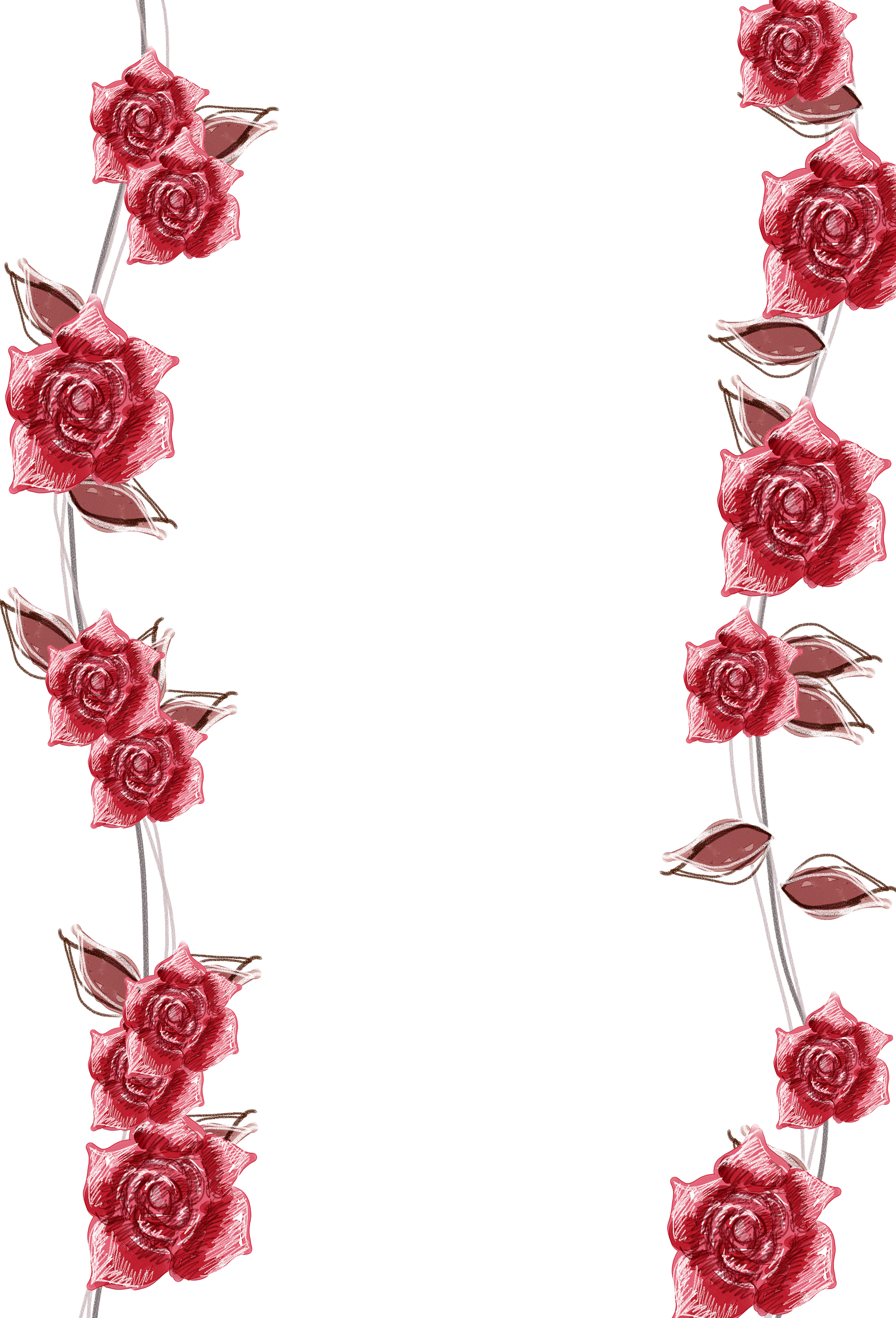 Pink Roses Border Background - Transparent Background Roses Border (2720x4000)