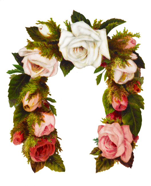 Rose Flower Frame Horse Shoe Shaped - Horse (527x650)