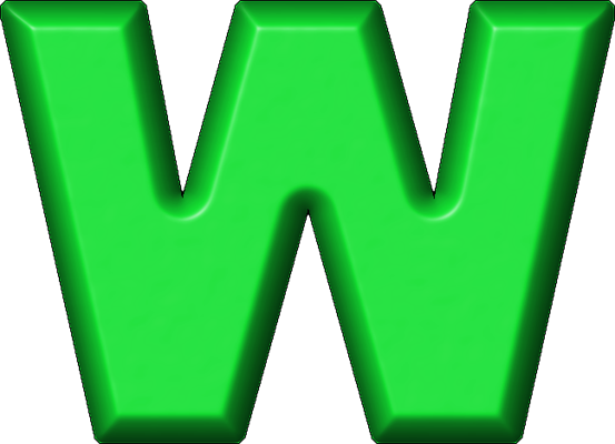 Letter W In Green (553x400)