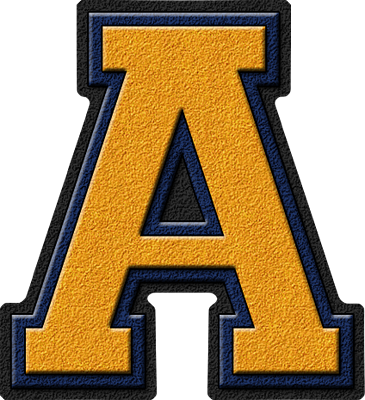 Gold Navy Blue Varsity Letter A - Letter (365x400)
