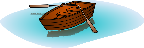 Small Wooden Boat On The Water Clipart - Boat With Oars Clipart (600x200)