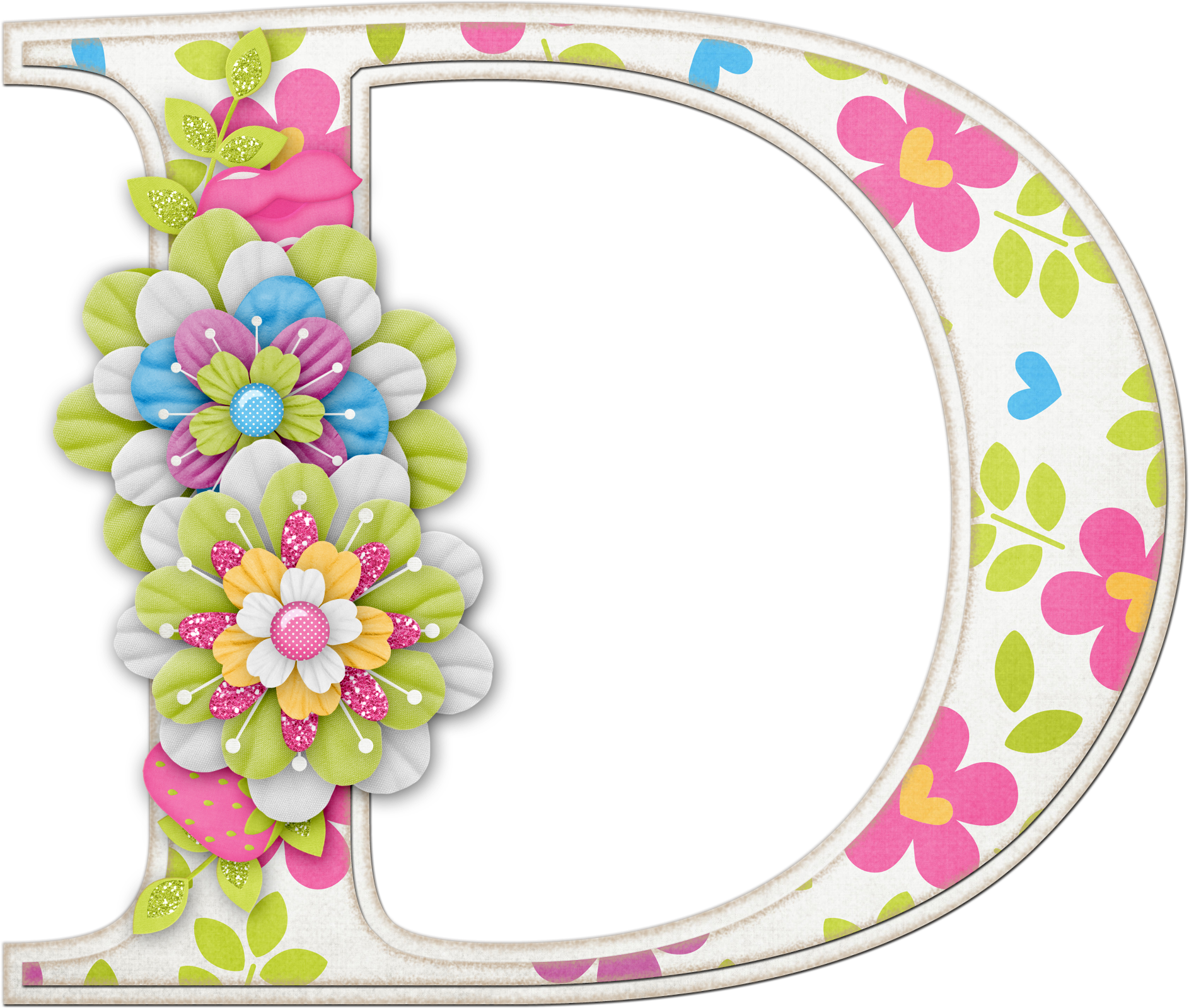 Buchstabe / Letter D - Letras Con Flores Para Imprimir (1961x1635)