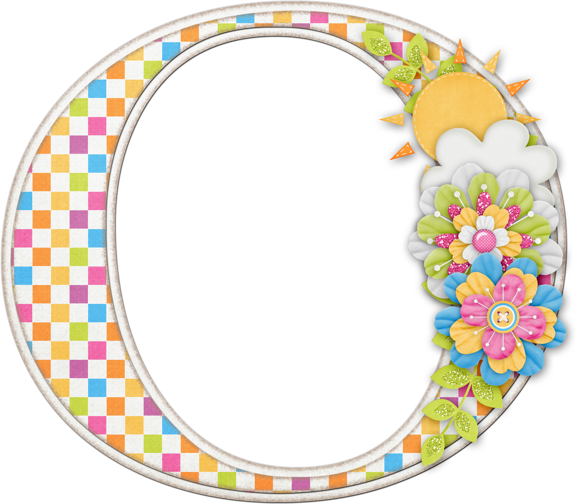 Alfabeto Colores Y Flores - Letra O Mayuscula Con Diseño (1888x1724)