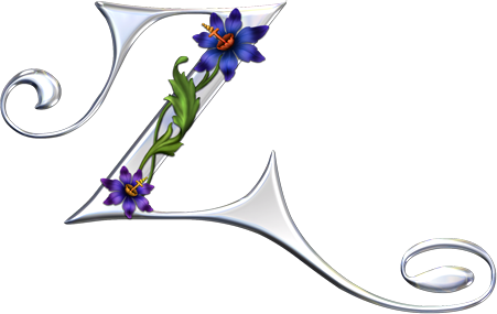 Silver Alphabet With Various Kinds Of Flowers - Letter (451x285)