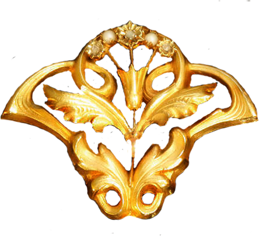 Art Nouveau Gold Tulip Fan Jewelry Element By Lilipilyspirit - Art Nouveau Jewelry Png (512x512)