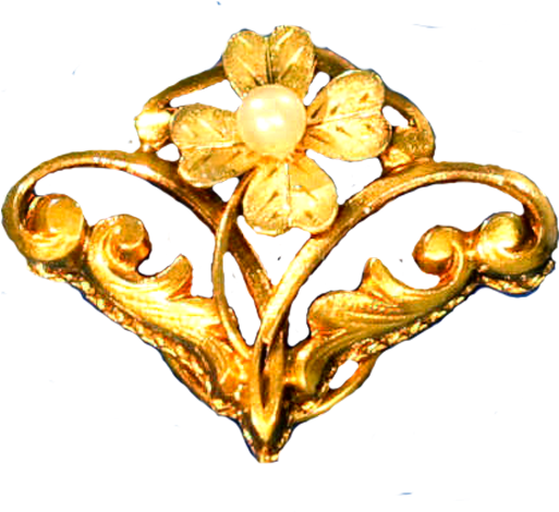 Art Nouveau Gold Scrollwork Clover And Leaves By Lilipilyspirit - Gold Object Png (512x512)