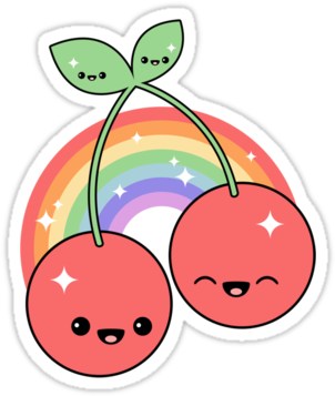Cherry Rainbow' Sticker By Sugarhai - Transparent Fruit Gif (375x360)