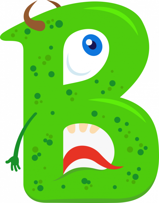 Autocollant Alphabet Monstre Enfant Lettre B - Letter (547x700)