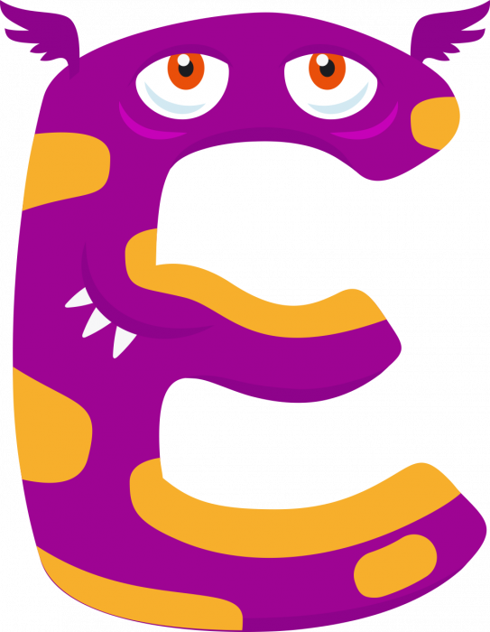 Autocollant Alphabet Monstre Enfant Lettre E - Monstre En Lettre E (543x700)