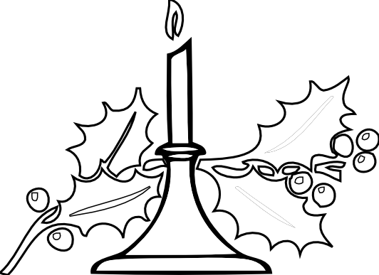 Candle - Clipart - Black - And - White - Black And White Holiday (532x387)