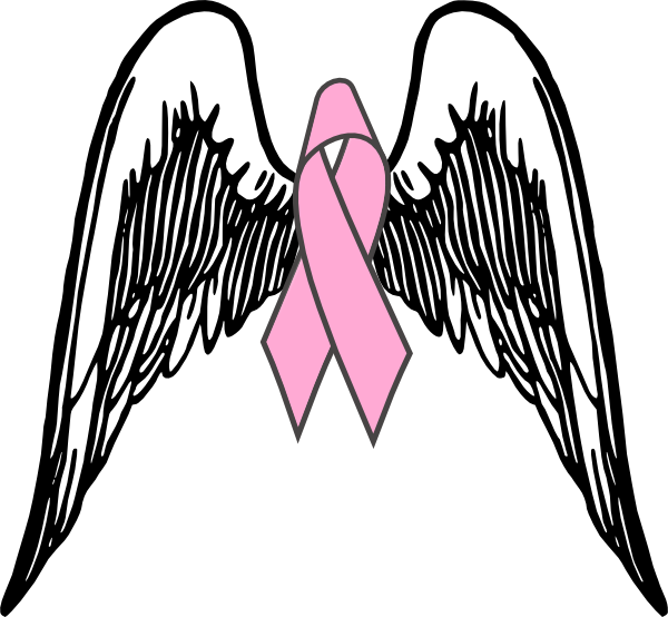 Breast Cancer Ribbon With Wings Clipart (600x554)