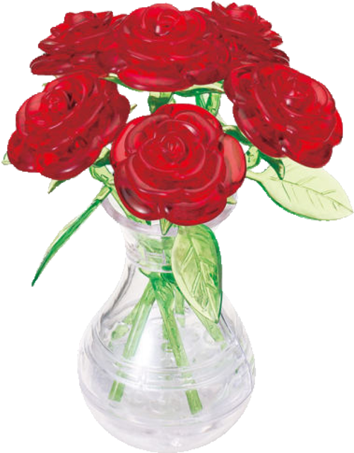 3d Crystal Puzzle - 6 Red Roses In The Vase (puzzle) Toys/spielzeug (640x640)