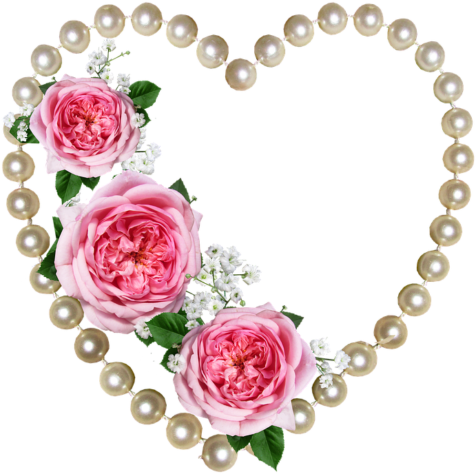 Heart, Pearls, Roses, Decoration - Rose Monogram Frame (720x720)