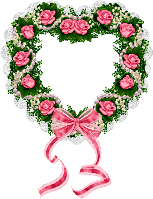 La Web, Pink Hearts, Bellisima, Hearts, Frames, Roses, - Wreath (539x699)