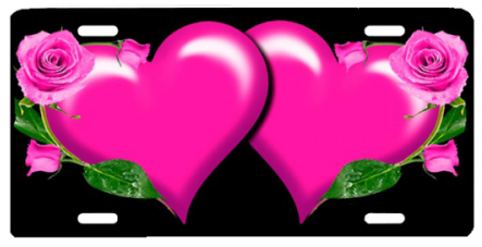 Pink Hearts With Roses - Rose (500x300)