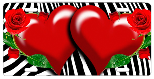 Red Hearts & Zebra Background - Zebra (600x400)