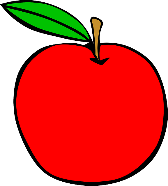 Red, Apple, Food, Fruit, Menu, Apples, Cartoon, Free - Red Apple Clipart (577x640)