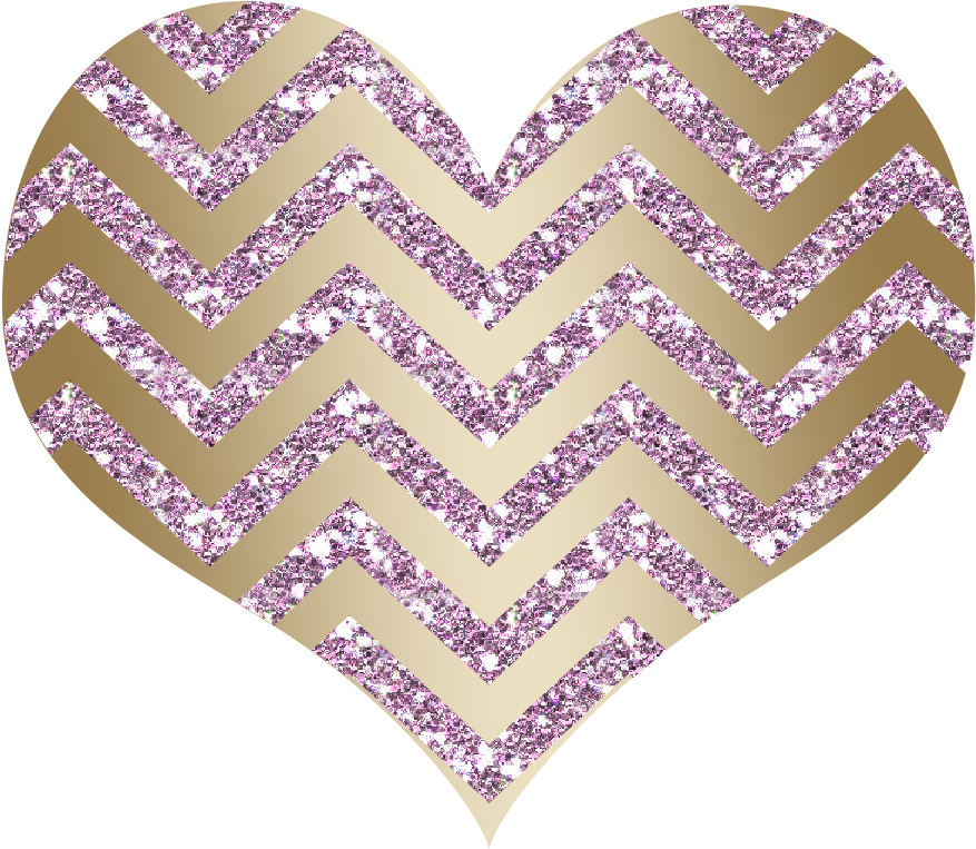 Chevron Heart Glitter Baby Pink Gold - Pink And Gold Heart (900x900)