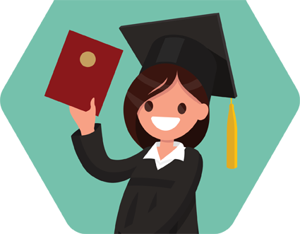 Graphic Of A Woman In A Graduation Cap And Gown - University (425x331)