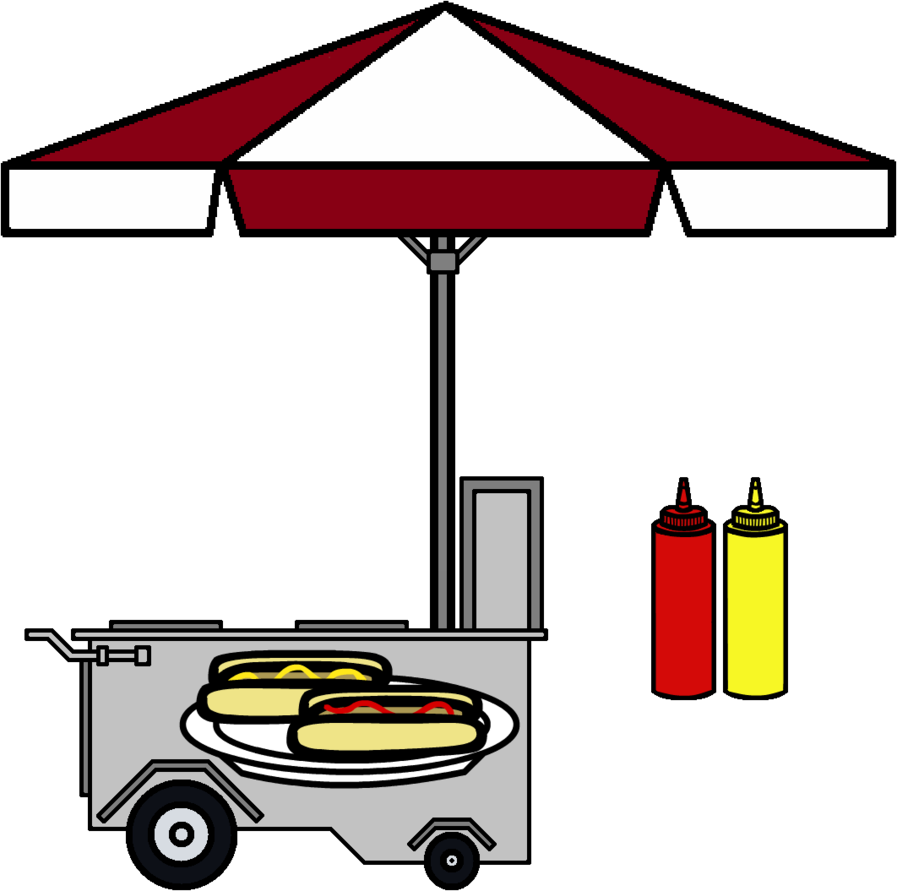 Hotdog Cart,ketchup And Mustard By Grayfox5000 - Hot Dog Stand Art (897x891)
