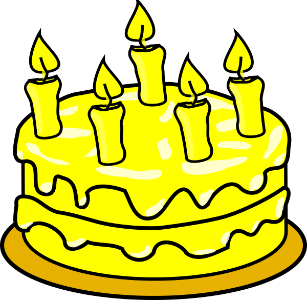 Yellow Cake Clip Art At Clker - Birthday Cake Coloring Page (600x585)