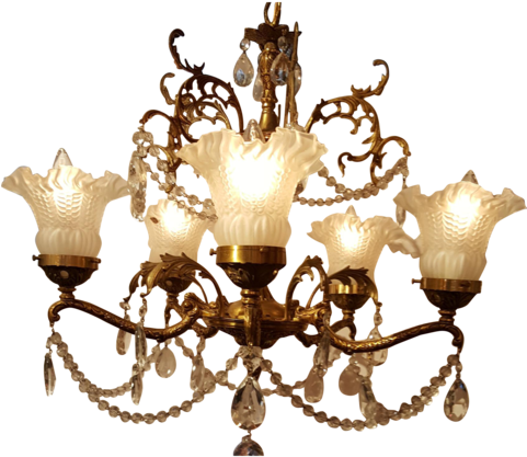 1930's Bronze Chandelier W/shade - Bronze (480x480)