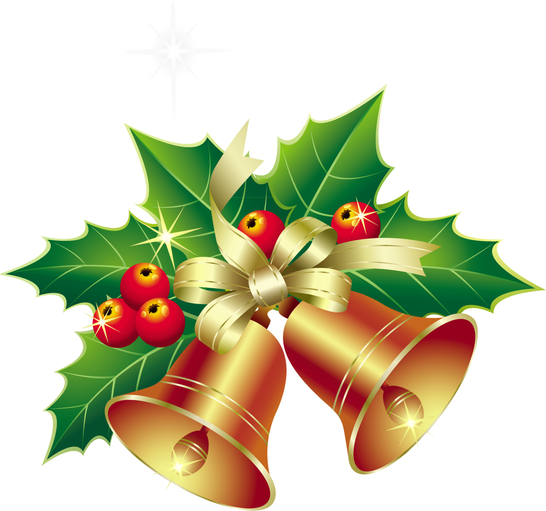 Christmas Bells With Mistletoe Ornament Png Clipart - Christmas Clipart Png (1115x1079)