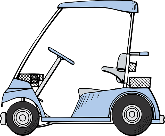 Small, Outline, Drawing, Car, Golf, Cartoon - Golf Cart Clip Art (640x529)