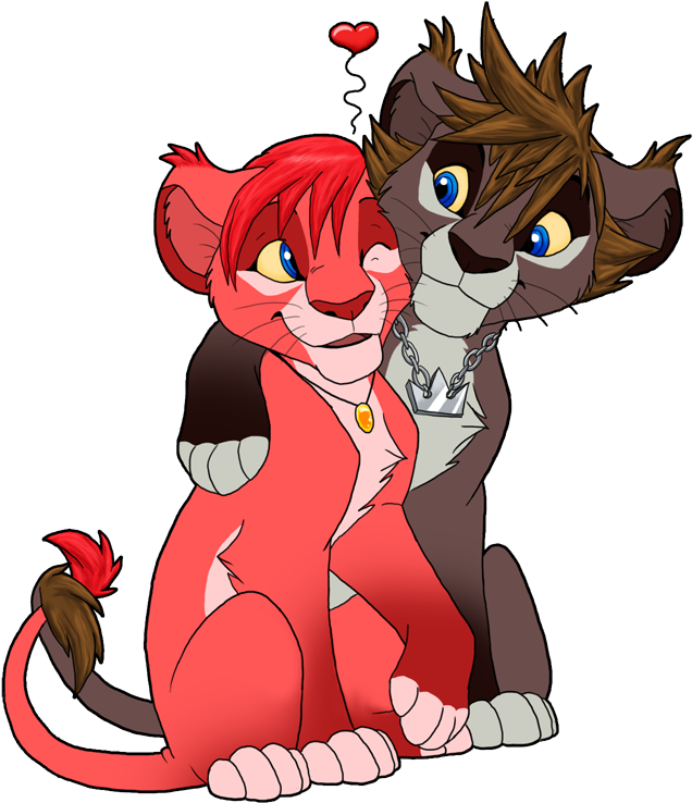 Sora Kairi By Nightrizer Lion Cub Sora X Simba (702x790) Png Clipart Download