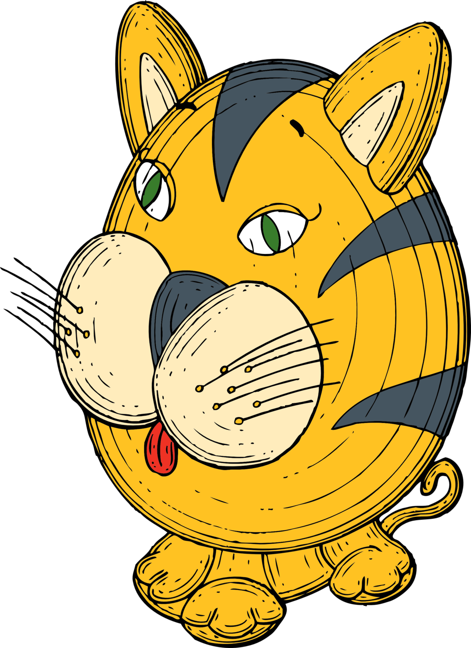 Illustration Of A Cartoon Tiger - Custom Cartoon Cat Shower Curtain (958x1319)