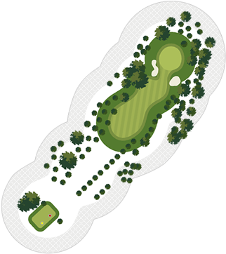 A Tee Shot That Goes Slightly Long Or Left Of The Green - Illustration (400x400)