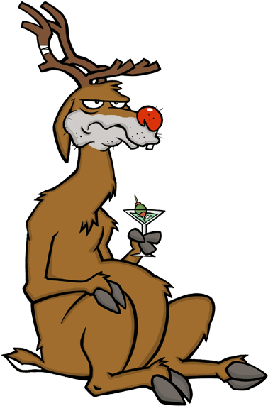 Randolf The Alcoholic Reindeer - Cartoon (425x600)