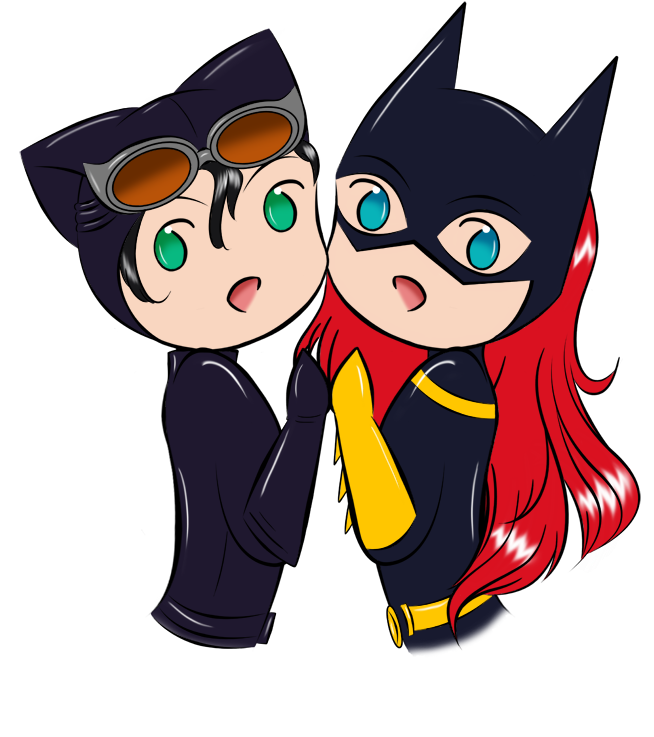 Sug= Batgirl And Catwoman By Aizu-chan - Batman Chibi And Catwoman (800x800)