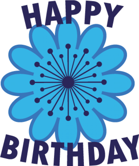 Happy Birthday Blue Flower Cute Birthday Golf Ball - Illustration (700x700)