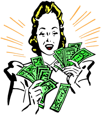 Retro Clip Art - Spending Money Clip Art (350x392)
