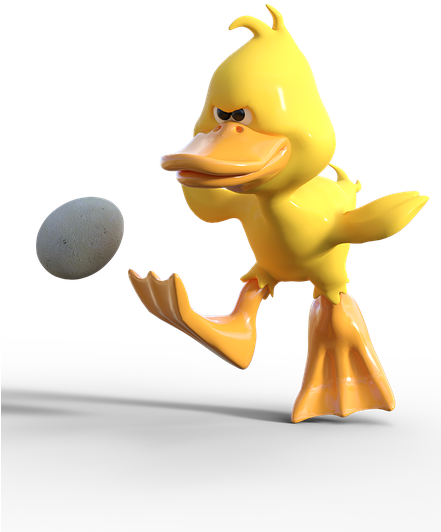 Egg, Duck, Easter, Shoot, Shot, Football, Cartoon - Domestic Duck (440x640)