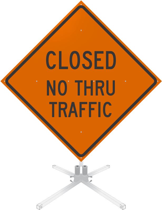 Closed No Thru Traffic Roll-up Sign - Left Lane Closed Ahead (628x800)
