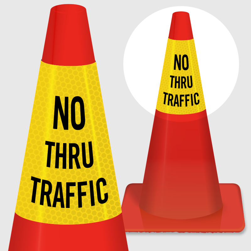 No Thru Traffic Cone Collar - Wet Floor Sign Cone (800x800)