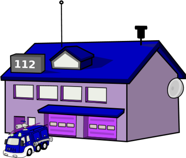 Fire Station Truck Vector Clip Art - Fire Station Clip Art (600x508)