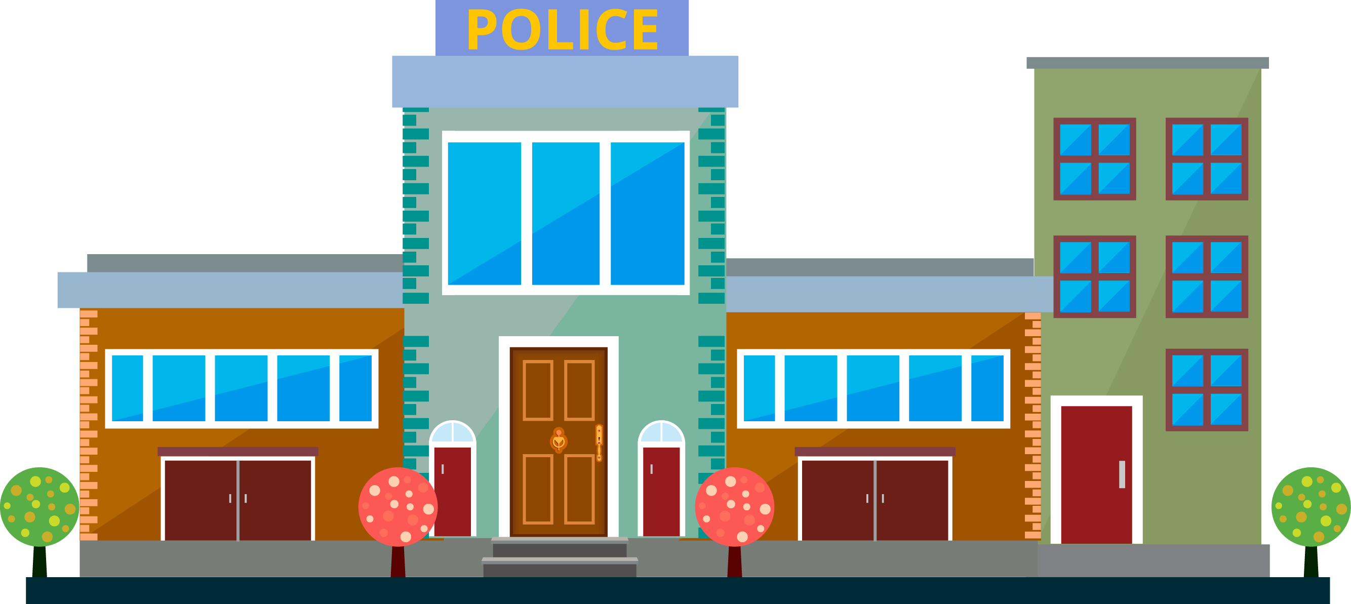Police Station Police Officer Clip Art - Police Station Building Clipart (2668x1193)