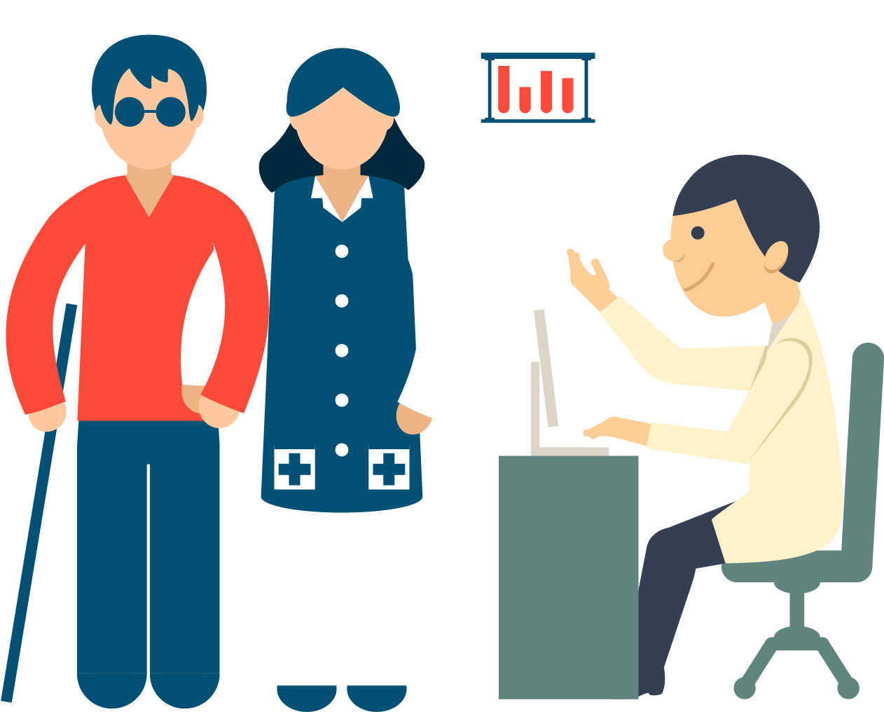 Health Care Cartoon Hospital Doctor's Visit - Atencion Al Paciente Png (1684x1353)