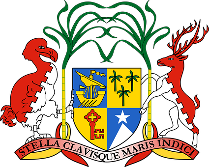 Tiere, Schlüssel, Berg, Stern, Pflanzen - Mauritius Coat Of Arms (425x340)