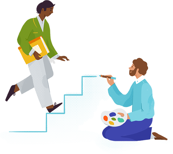 Abstract Illustration Of An Artist And A Knowledge - Sitting (596x528)