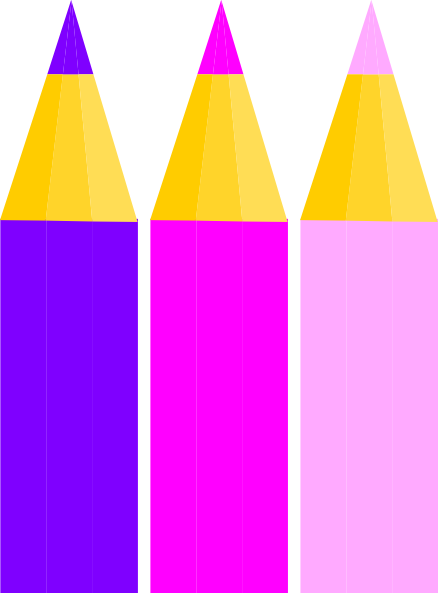 3 Colored Pencils Clip Art At Clker - Pink Pencils Clip Art (438x593)