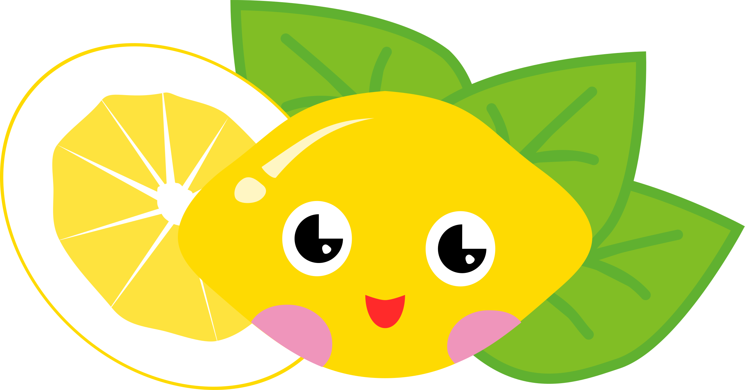 Lemon Clipart Cute - Cute Cartoon Lemons (2400x1259)