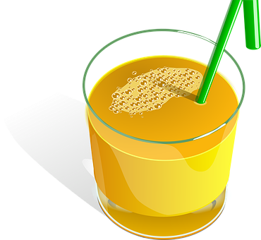 Juice Orange Fruits Straw Green Glass Drin - Glass Of Juice (370x340)