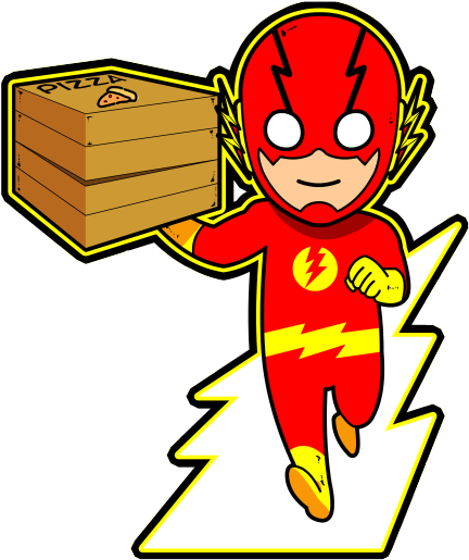 The Flash Delivering Pizza Cartoon Versions 02 - Flash Pizza Png (764x582)