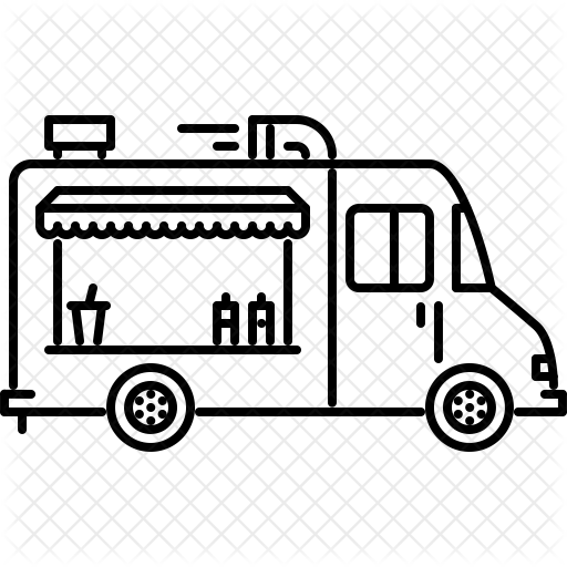 Food Truck Icon - Outline Of A Food Truck (512x512)